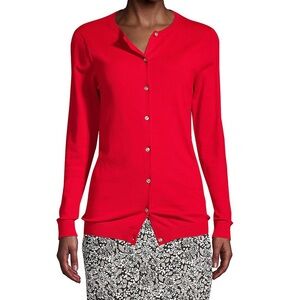 Lands End Women’s performance Crew Cardigan Size Large Red